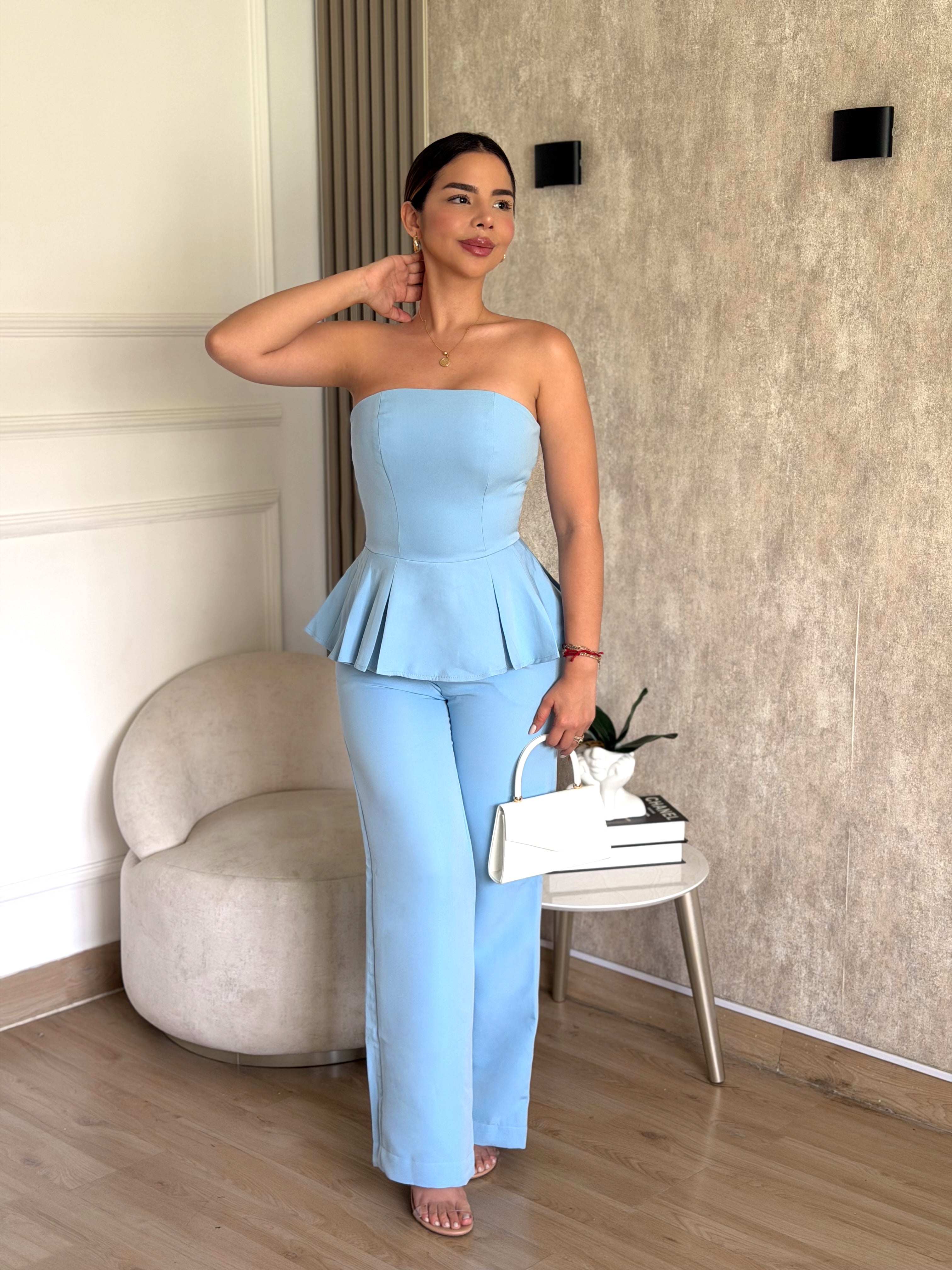 Set Alina Blusa Pantalón Azul Claro